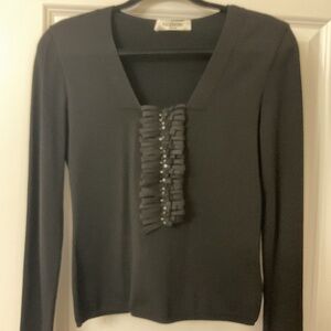 Valentino black embellished top viscose blend size M made in Italy.